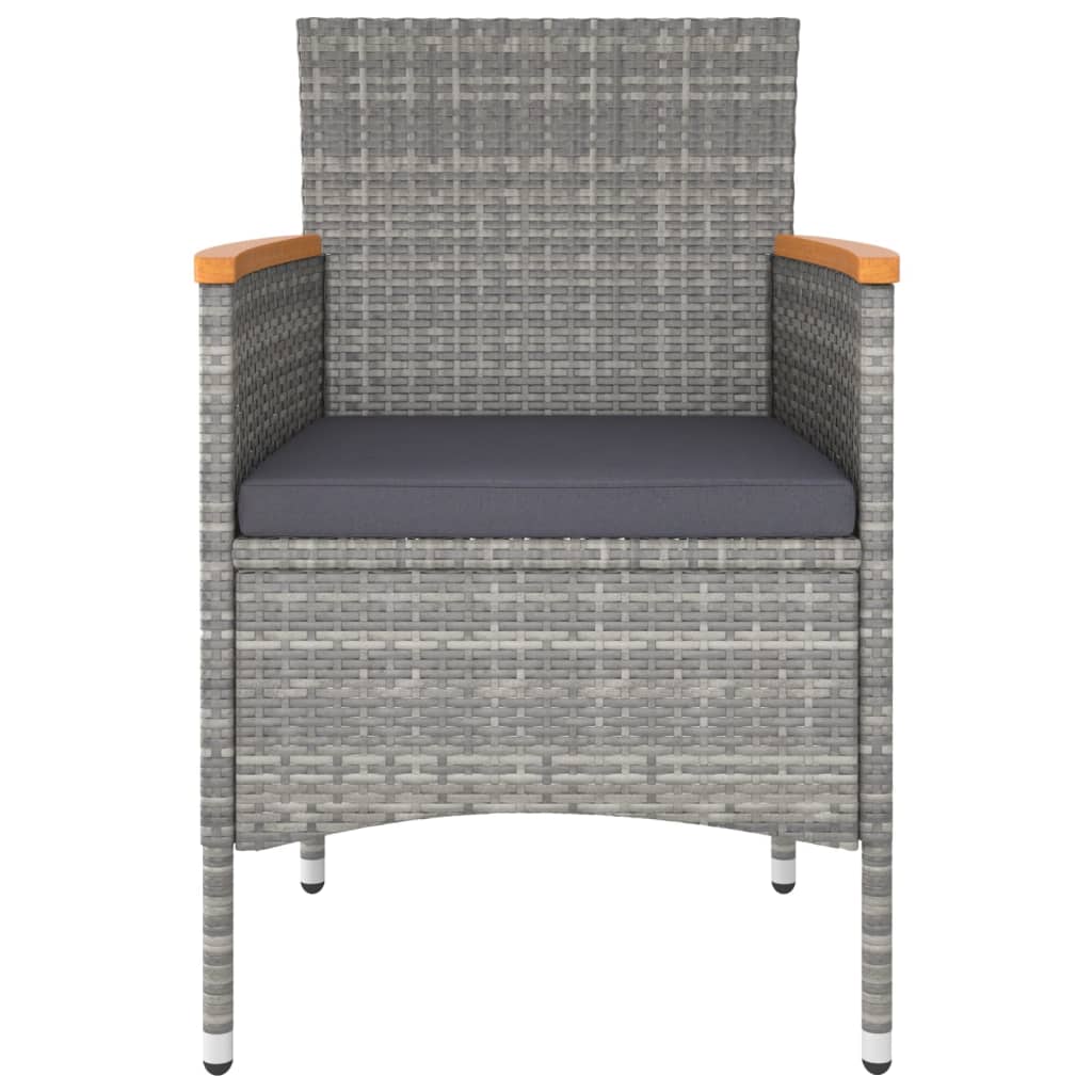 5-tlg. Garten-Bistro-Set Poly Rattan & Massivholz Akazie Grau