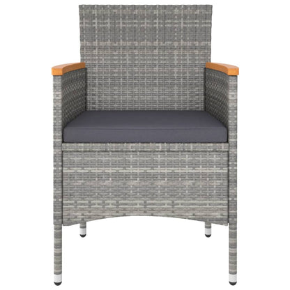 5-tlg. Garten-Bistro-Set Poly Rattan & Massivholz Akazie Grau