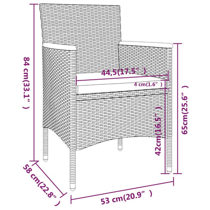5-tlg. Garten-Bistro-Set Poly Rattan & Massivholz Akazie Grau
