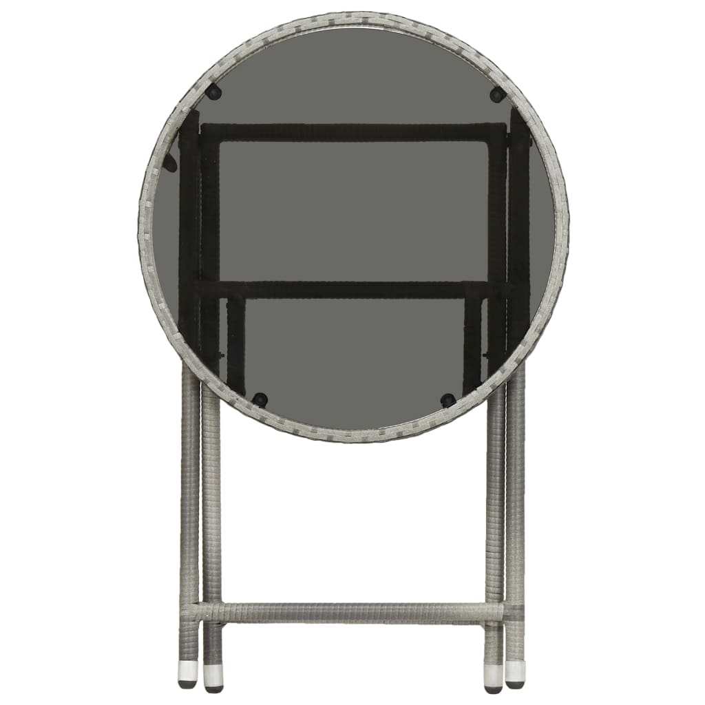 3-tlg. Bistro-Set Poly Rattan und Hartglas Grau