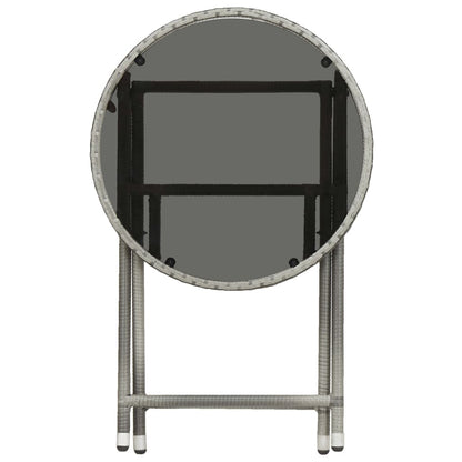 3-tlg. Bistro-Set Poly Rattan und Hartglas Grau