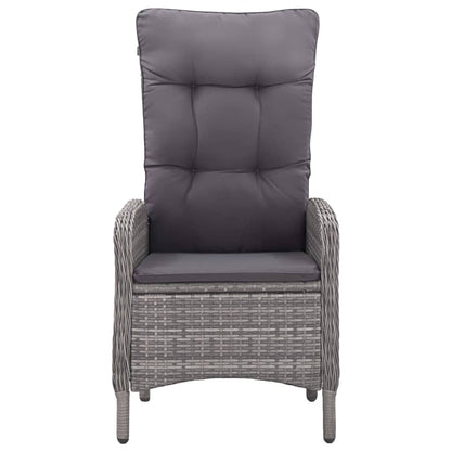 5-tlg. Garten-Essgruppe Poly Rattan und Akazienholz Grau