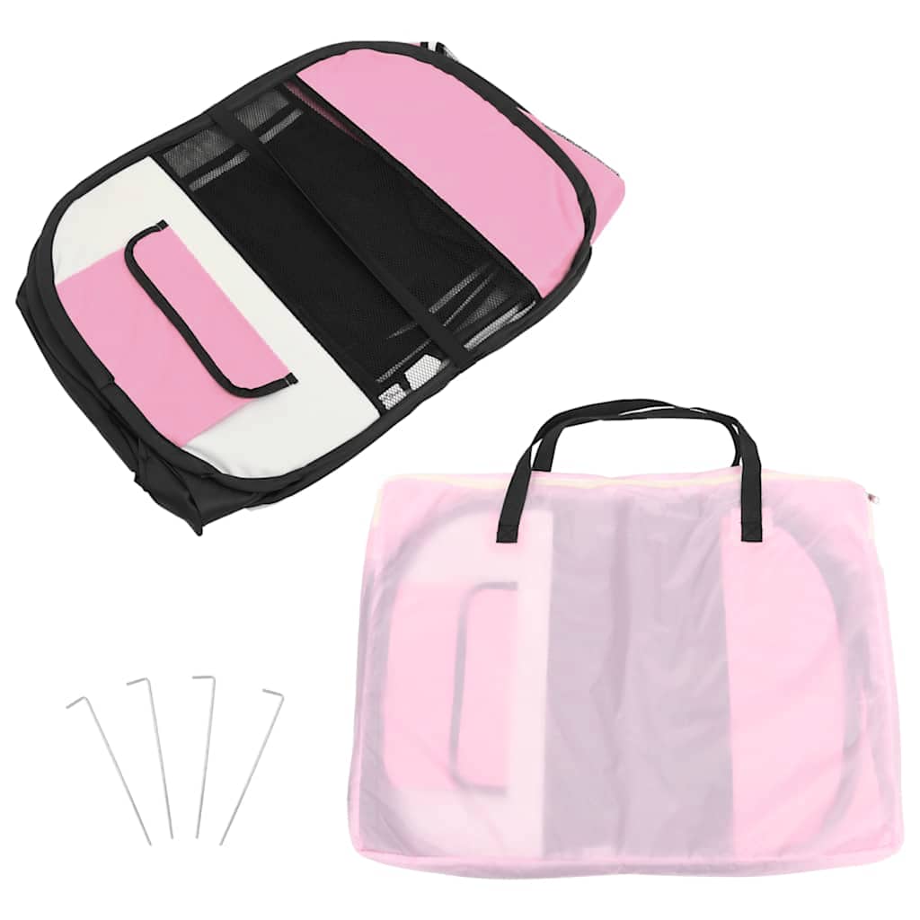 Faltbarer Welpenlaufstall mit Tragetasche Rosa 145x145x61 cm
