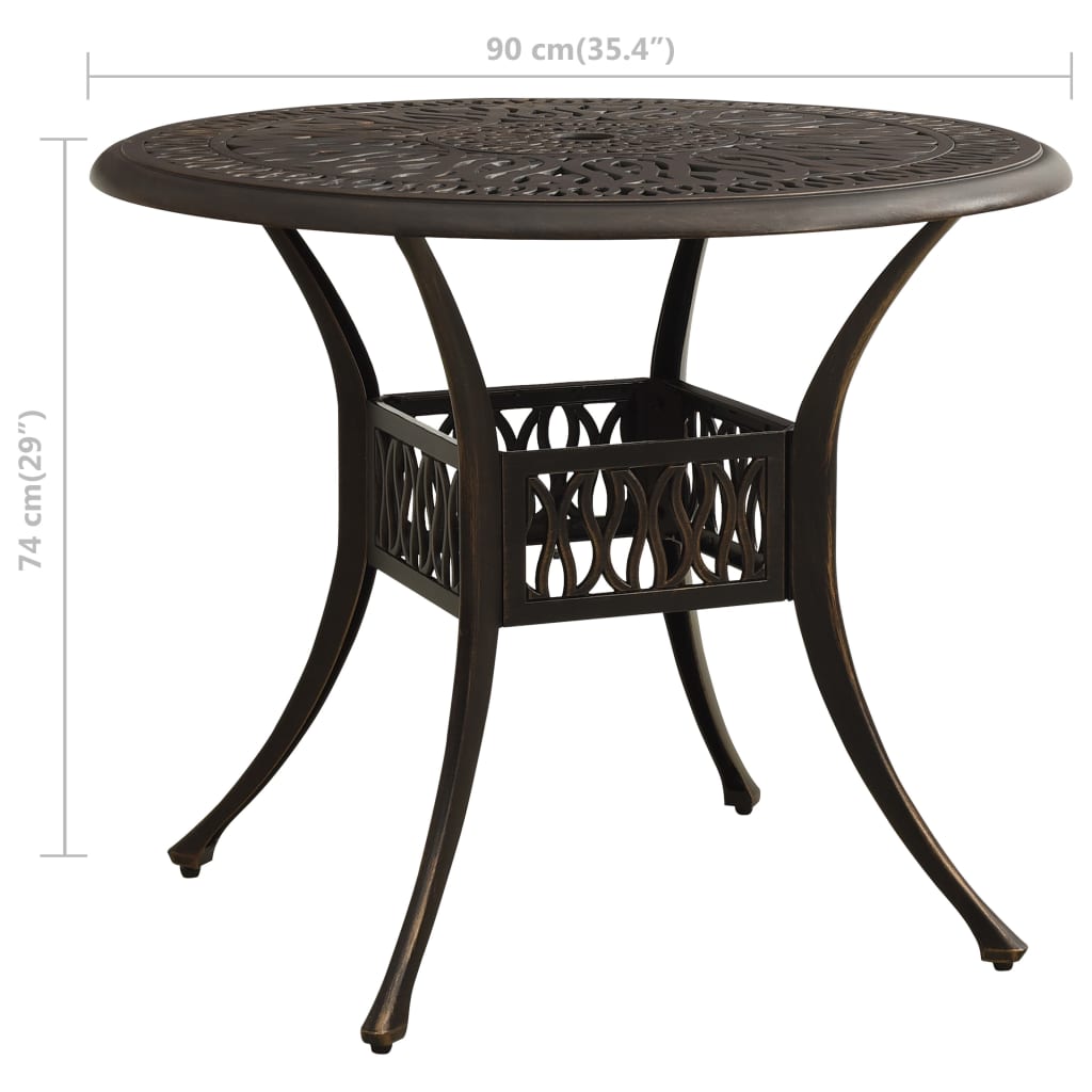 Havebord Bronzen 90x90x74 cm Støbt aluminium