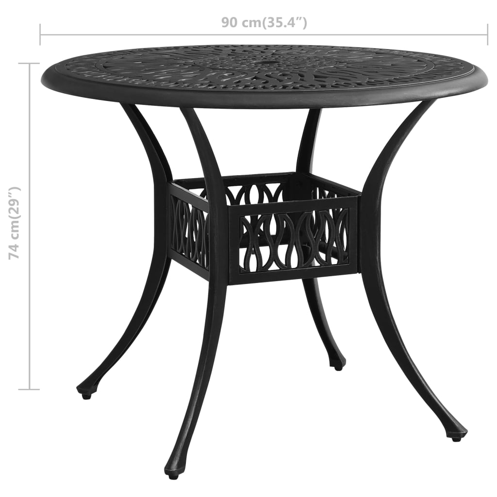 Havebord Sort 90x90x74 cm Støbt aluminium
