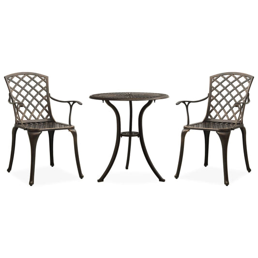 3-tlg. Bistro-Set Aluminiumguss Bronzen
