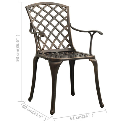 3-tlg. Bistro-Set Aluminiumguss Bronzen