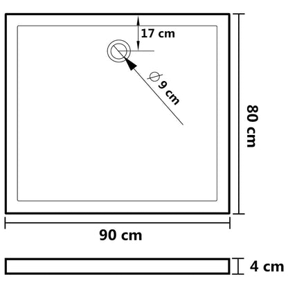 Duschtasse ABS Rechteckig Weiß 80x90 cm