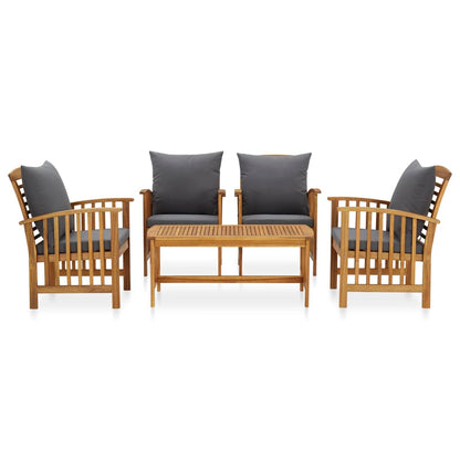 5-tlg. Garten-Lounge-Set mit Auflagen Massivholz Akazie