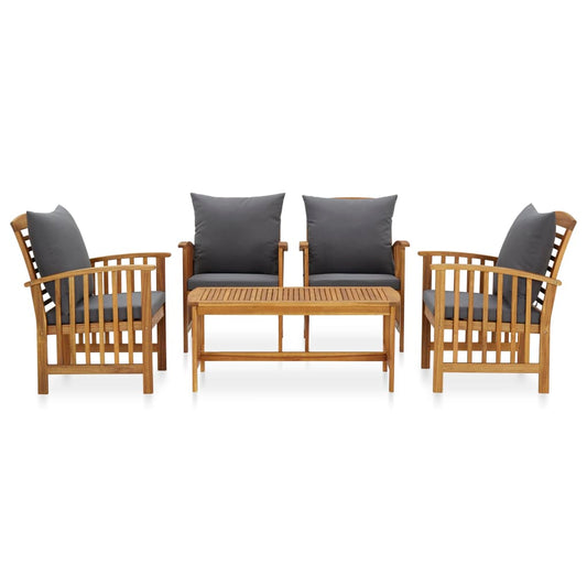 5-tlg. Garten-Lounge-Set mit Auflagen Massivholz Akazie