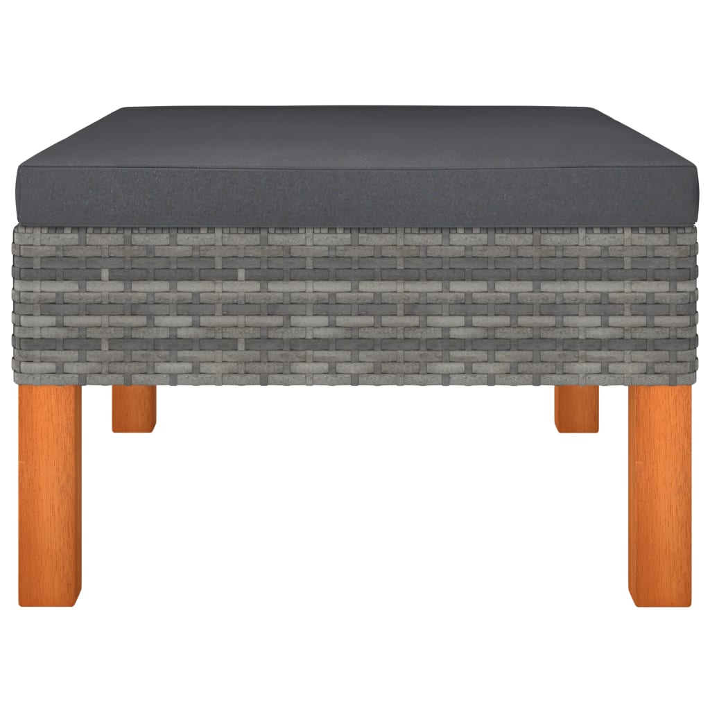 Fußbank Poly Rattan und Eukalyptus Massivholz
