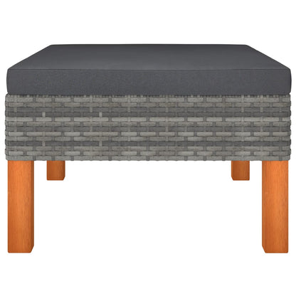 Fußbank Poly Rattan und Eukalyptus Massivholz