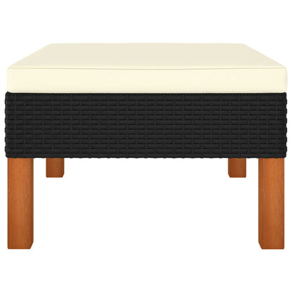 Fußhocker Poly-Rattan und Massivholz Eukalyptus