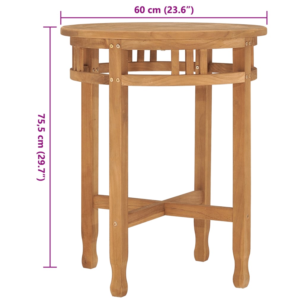 Bistrotisch Ø60x75,5 cm Teak Massivholz