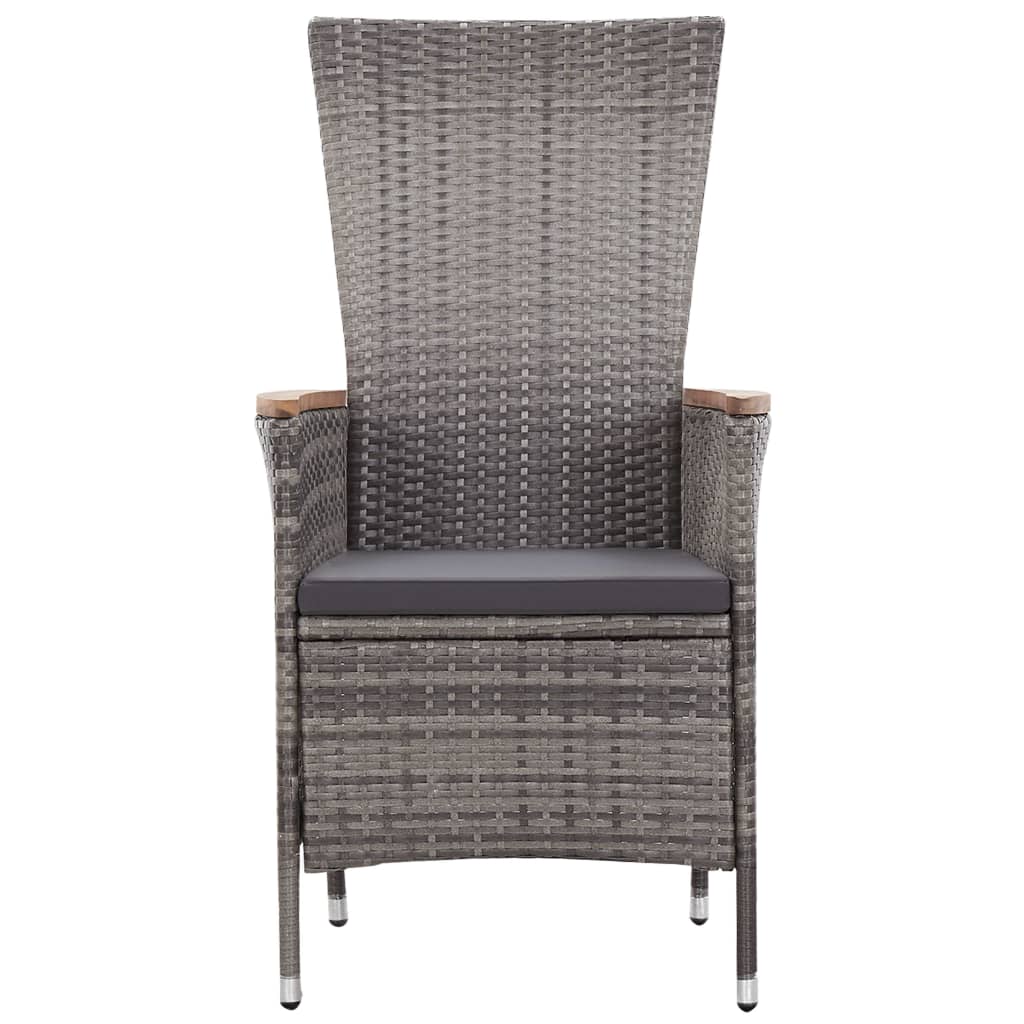 3-tlg. Garten-Lounge-Set mit Kissen Poly Rattan Grau