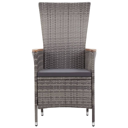 3-tlg. Garten-Lounge-Set mit Kissen Poly Rattan Grau