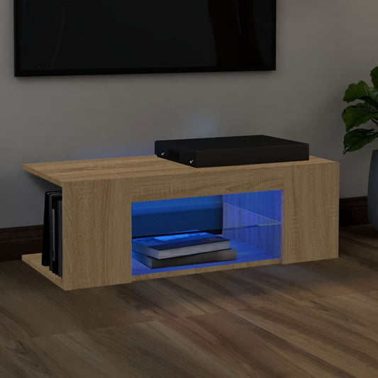 TV-Schrank mit LED-Leuchten Sonoma-Eiche 90x39x30cm