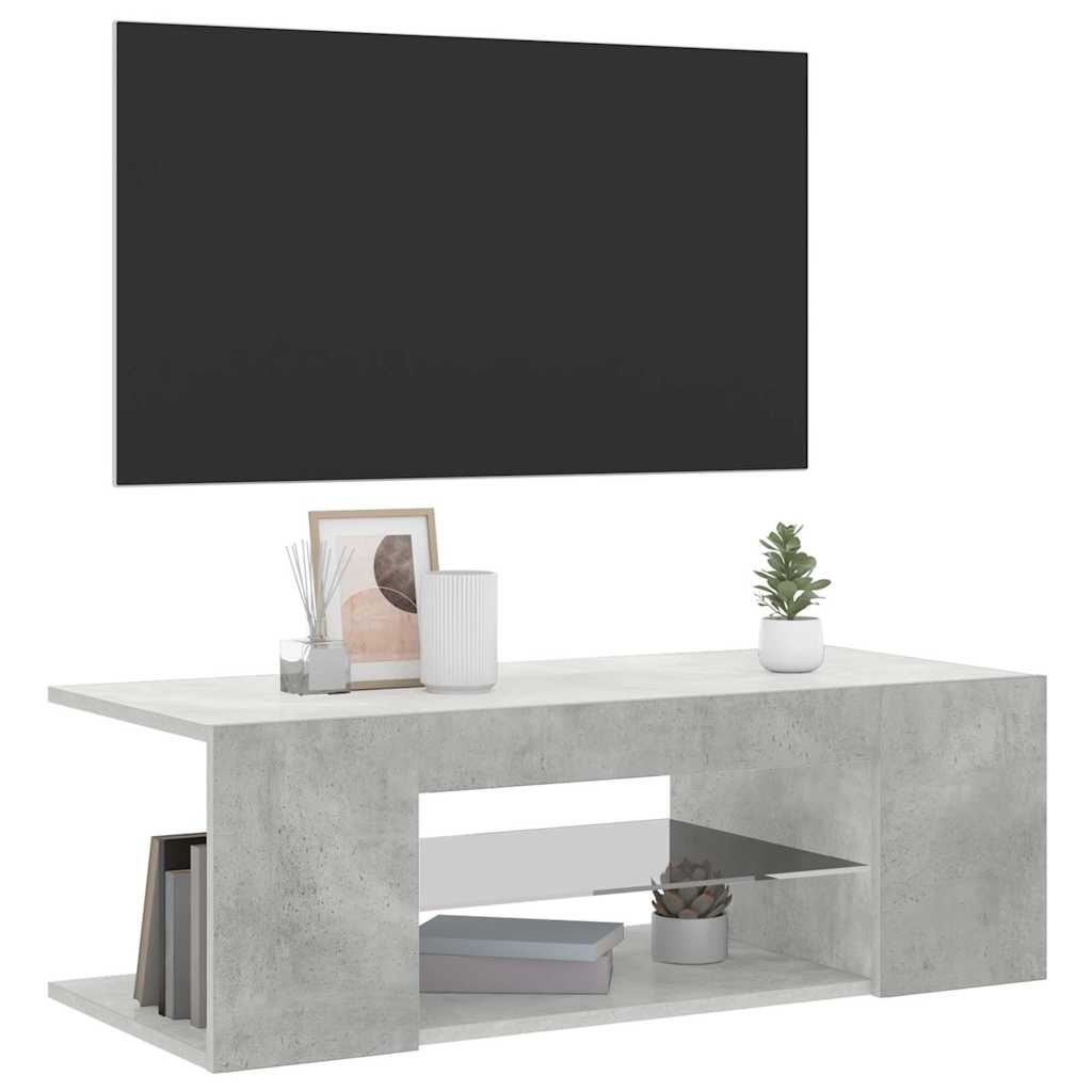 TV-Schrank mit LED-Leuchten Betongrau 90x39x30 cm