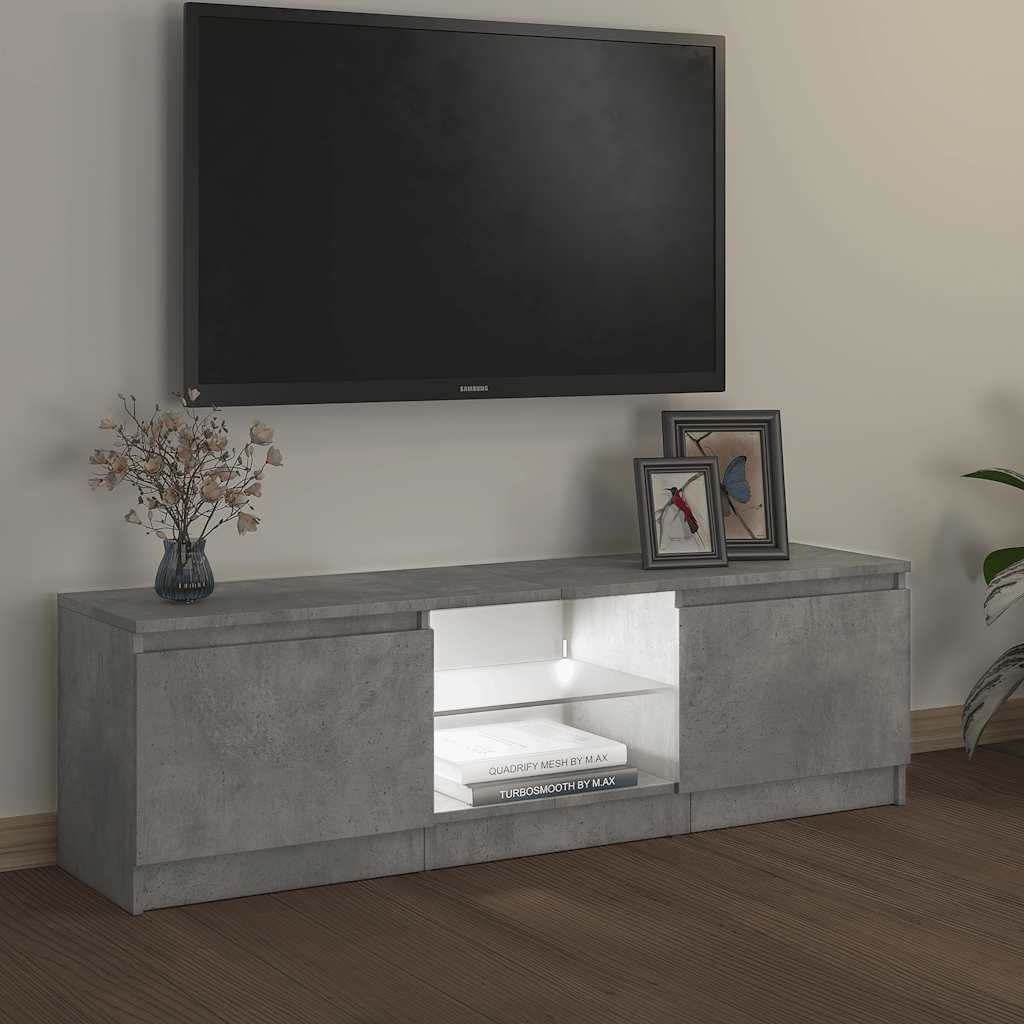 TV-Schrank mit LED-Leuchten Betongrau 120x30x36 cm