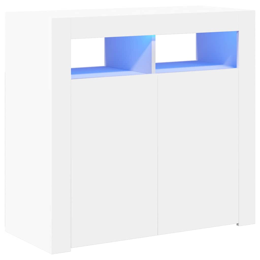 Sideboard mit LED-Leuchten Weiß 80x35x75 cm
