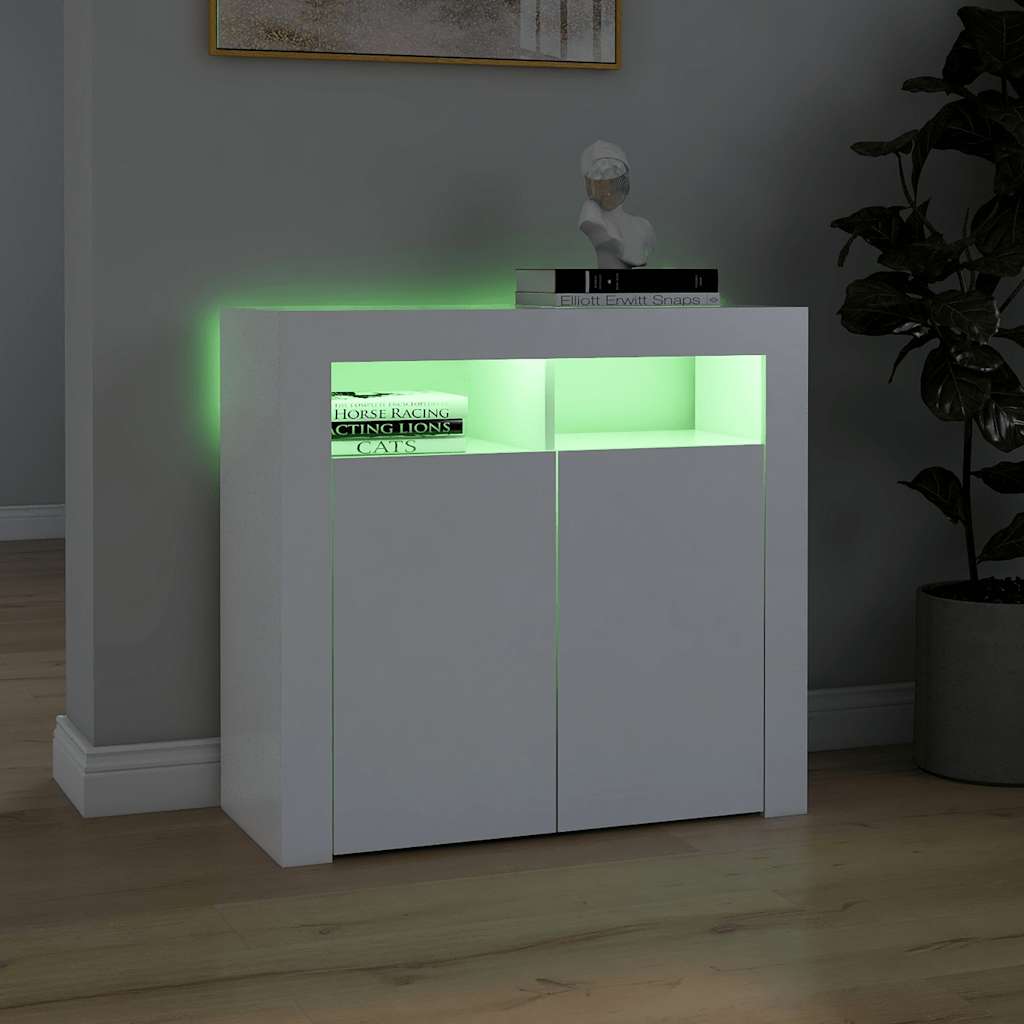 Sideboard mit LED-Leuchten Weiß 80x35x75 cm