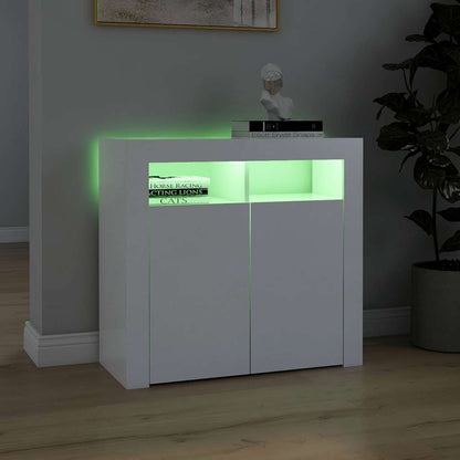 Sideboard mit LED-Leuchten Weiß 80x35x75 cm