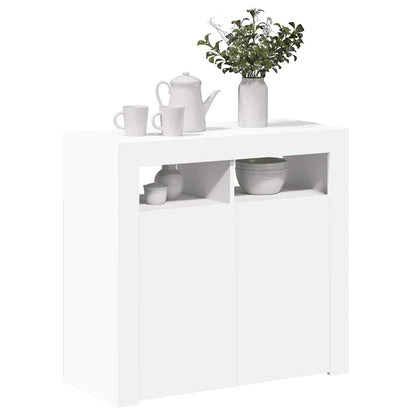 Sideboard mit LED-Leuchten Weiß 80x35x75 cm