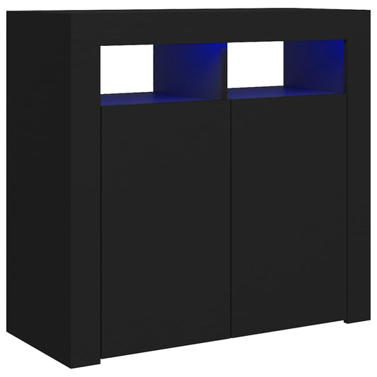 Skænk med LED lys Sort 80x35x75 cm