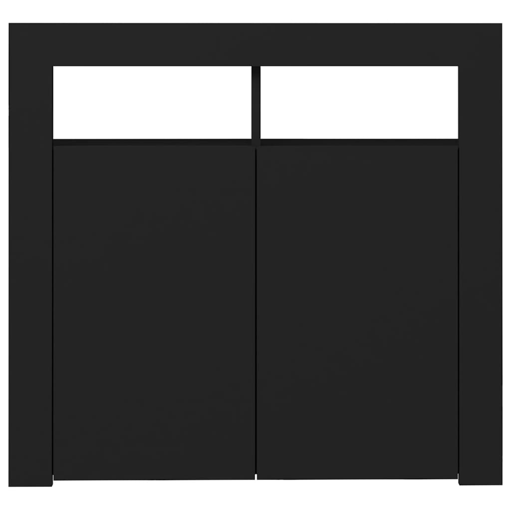 Skænk med LED lys Sort 80x35x75 cm