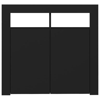 Skænk med LED lys Sort 80x35x75 cm