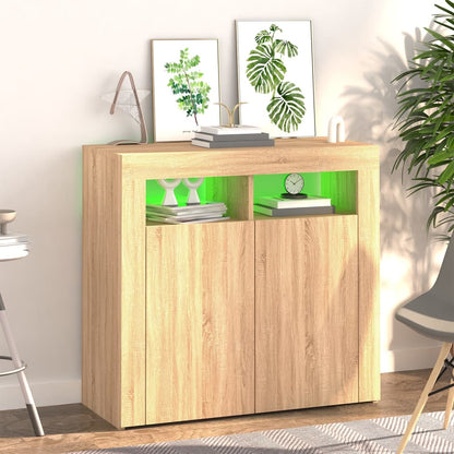 Sideboard mit LED-Leuchten Sonoma-Eiche 80x35x75 cm