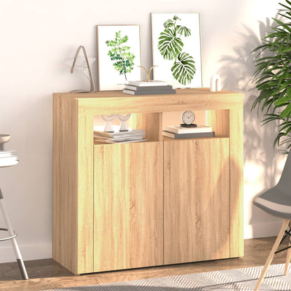 Sideboard mit LED-Leuchten Sonoma-Eiche 80x35x75 cm