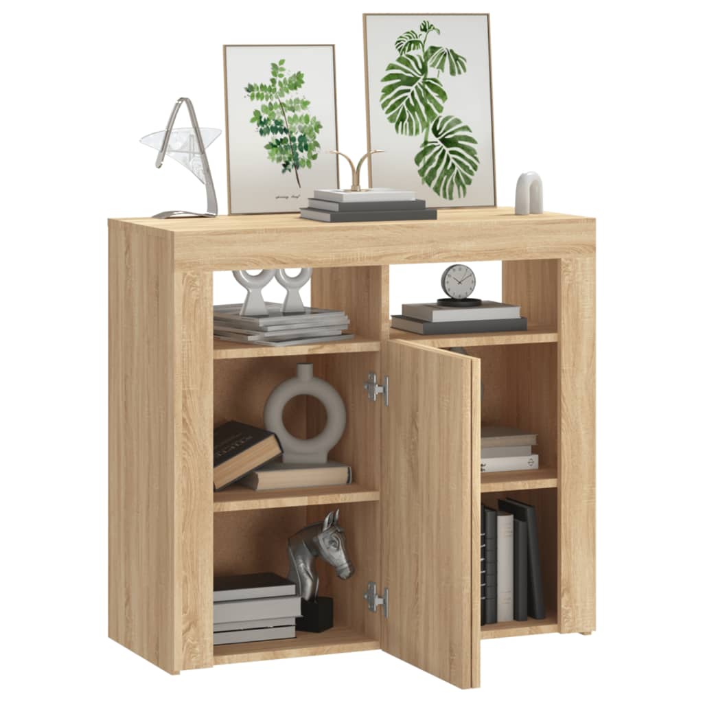 Sideboard mit LED-Leuchten Sonoma-Eiche 80x35x75 cm