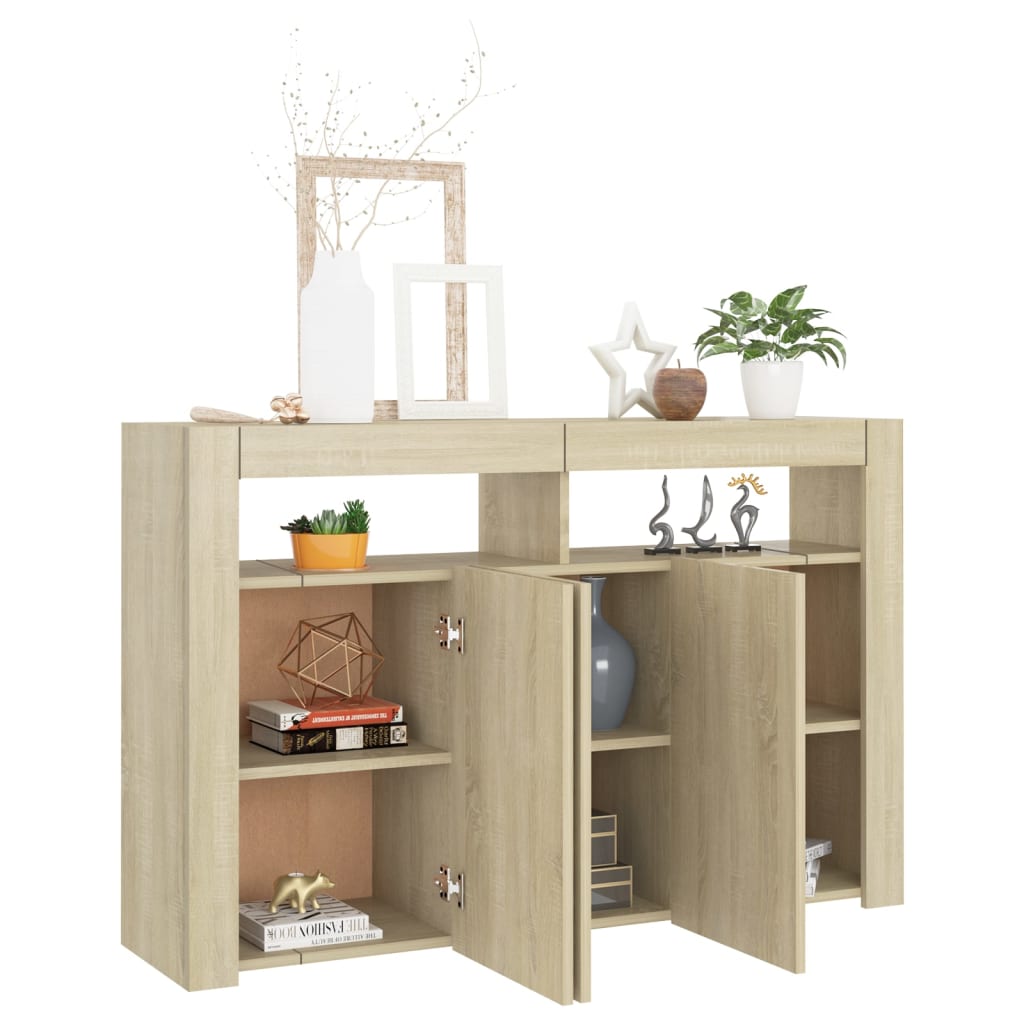 Sideboard mit LED-Leuchten Sonoma-Eiche 115,5x30x75 cm