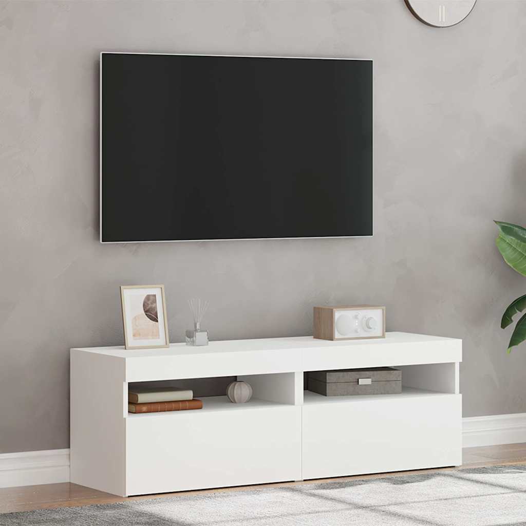TV-Schränke mit LED-Leuchten 2 Stk. Weiß 60x35x40cm