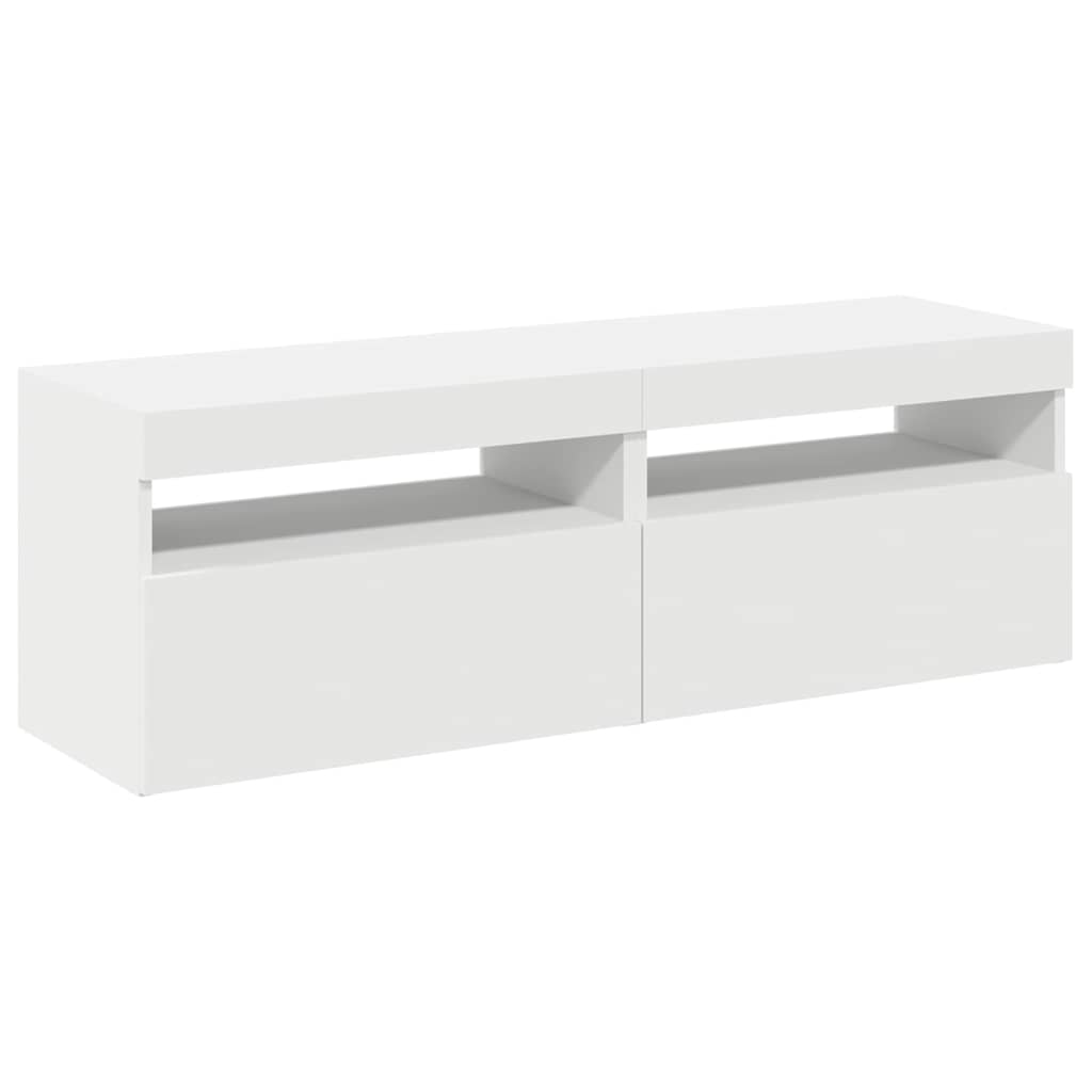 TV-Schränke mit LED-Leuchten 2 Stk. Weiß 60x35x40cm