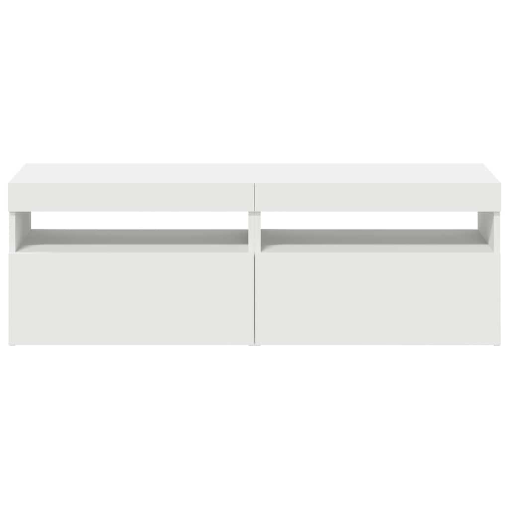 TV-Schränke mit LED-Leuchten 2 Stk. Weiß 60x35x40cm
