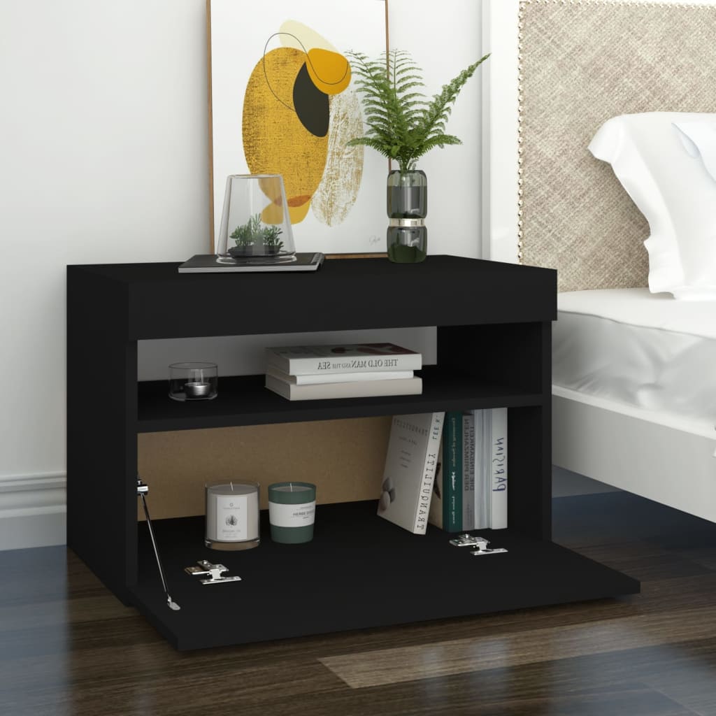 TV-Schrank mit LED-Leuchten Schwarz 60x35x40 cm