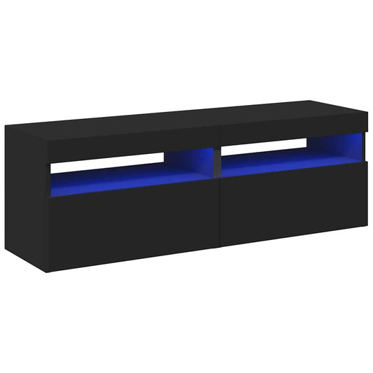 TV-Schränke LED-Leuchten 2 Stk. Schwarz 60x35x40cm