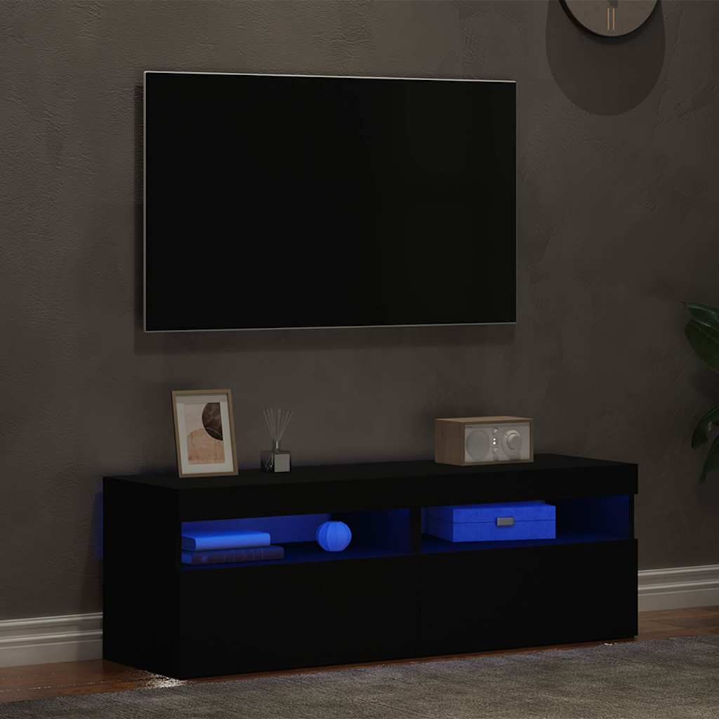TV-Schränke LED-Leuchten 2 Stk. Schwarz 60x35x40cm