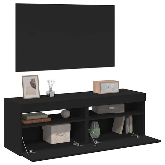 TV-Schränke LED-Leuchten 2 Stk. Schwarz 60x35x40cm
