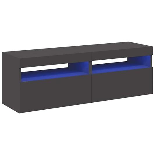 TV Skabe LED Lys 2 stk Grå 60x35x40cm