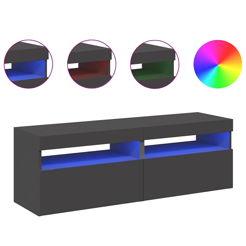 TV Skabe LED Lys 2 stk Grå 60x35x40cm