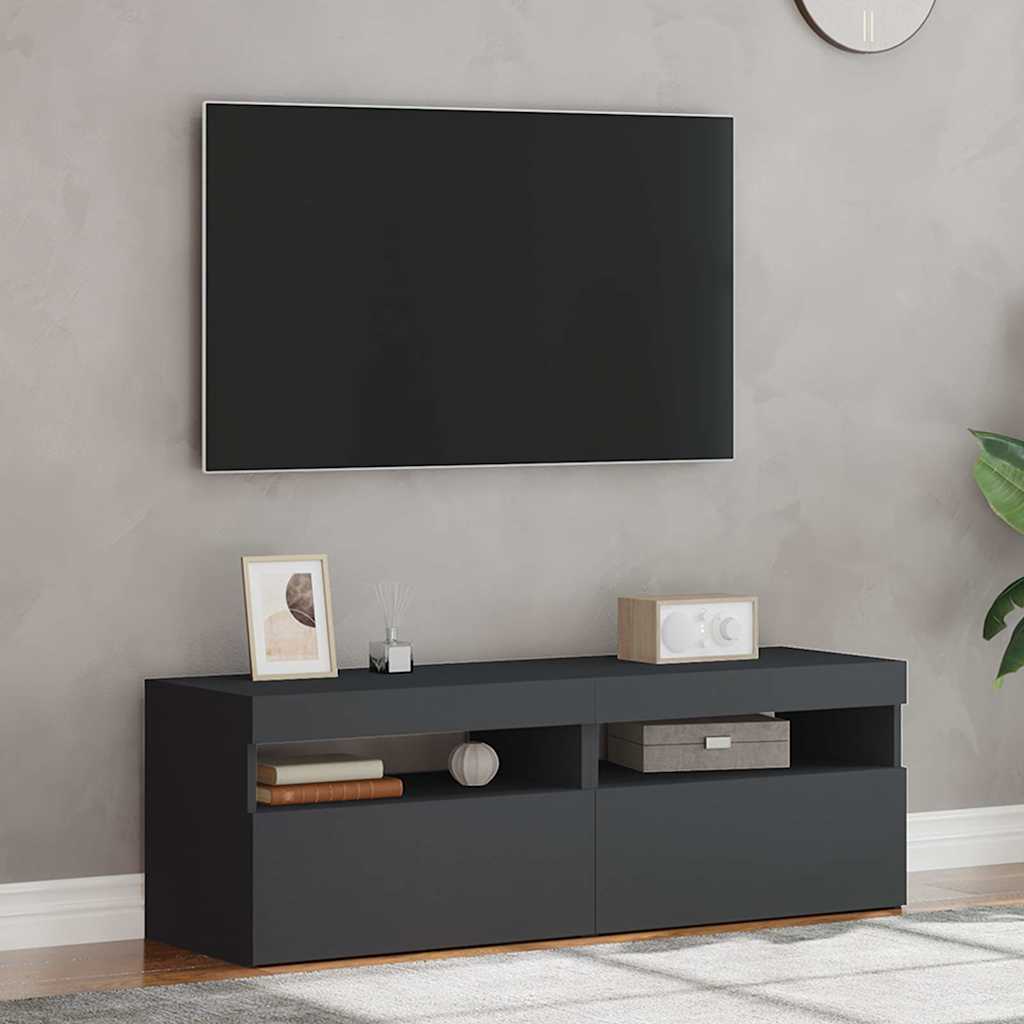 TV Skabe LED Lys 2 stk Grå 60x35x40cm