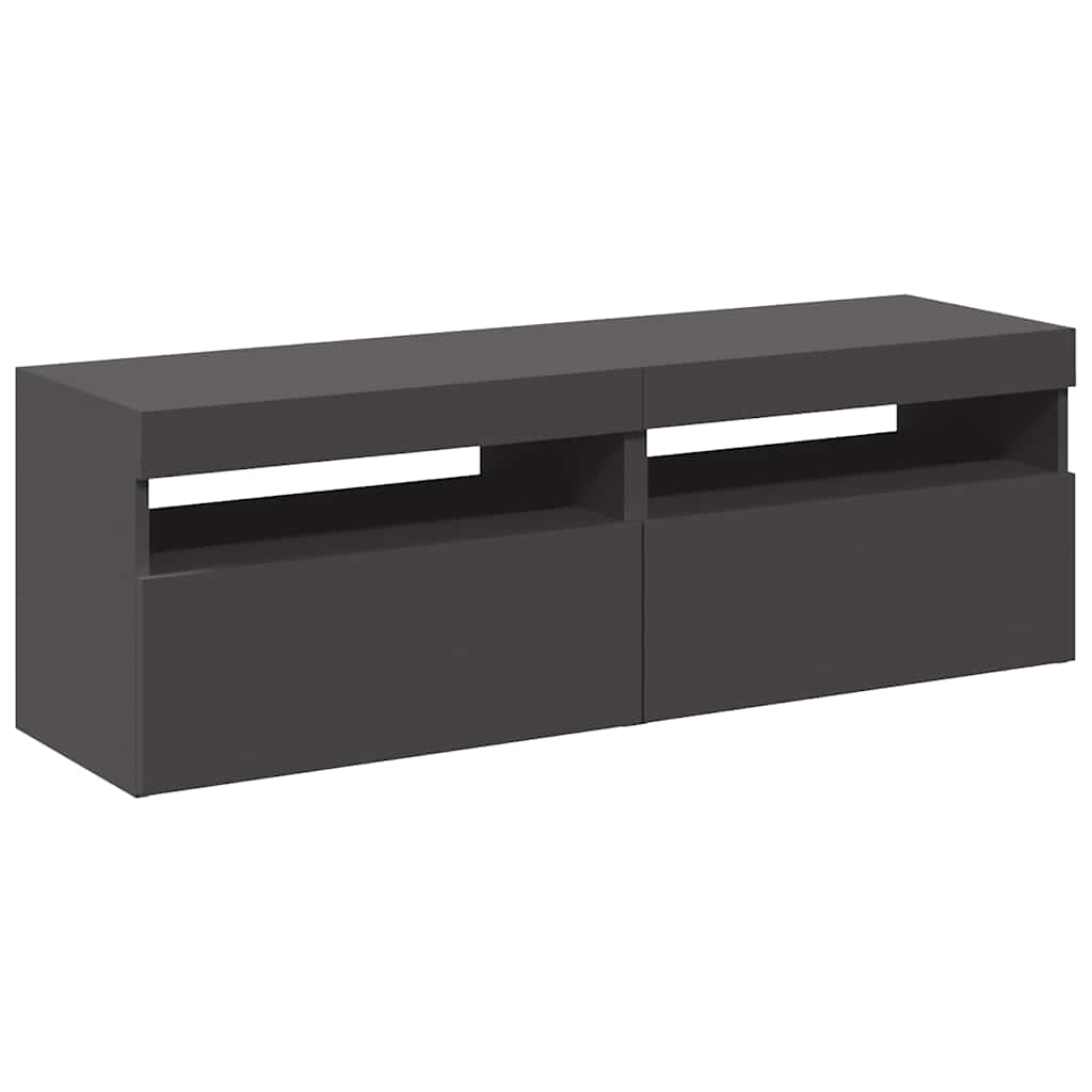 TV Skabe LED Lys 2 stk Grå 60x35x40cm