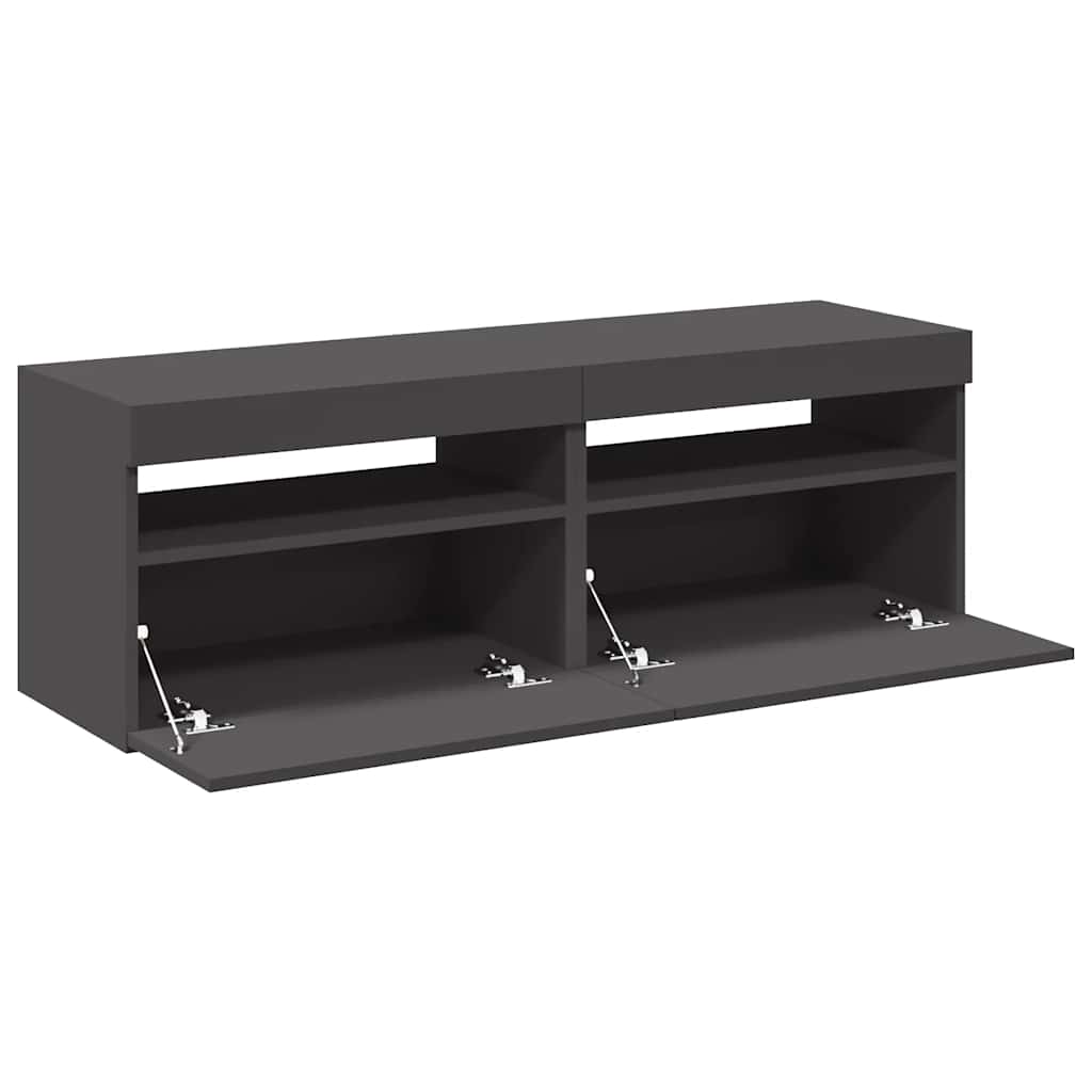 TV Skabe LED Lys 2 stk Grå 60x35x40cm