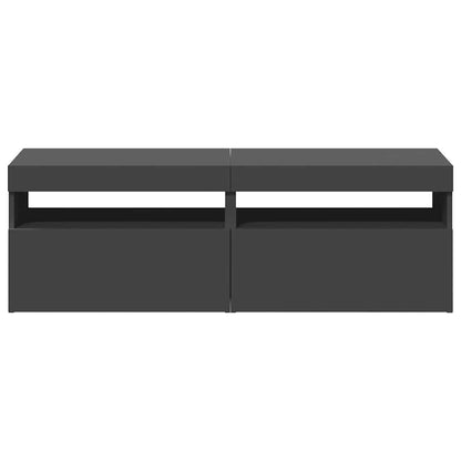 TV Skabe LED Lys 2 stk Grå 60x35x40cm