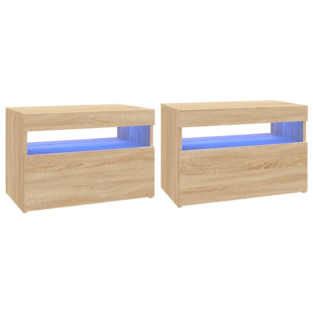 TV-skabe LED lys 2 stk Sonoma eg 60x35x40 cm