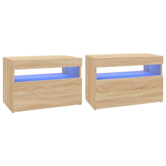 TV-skabe LED lys 2 stk Sonoma eg 60x35x40 cm