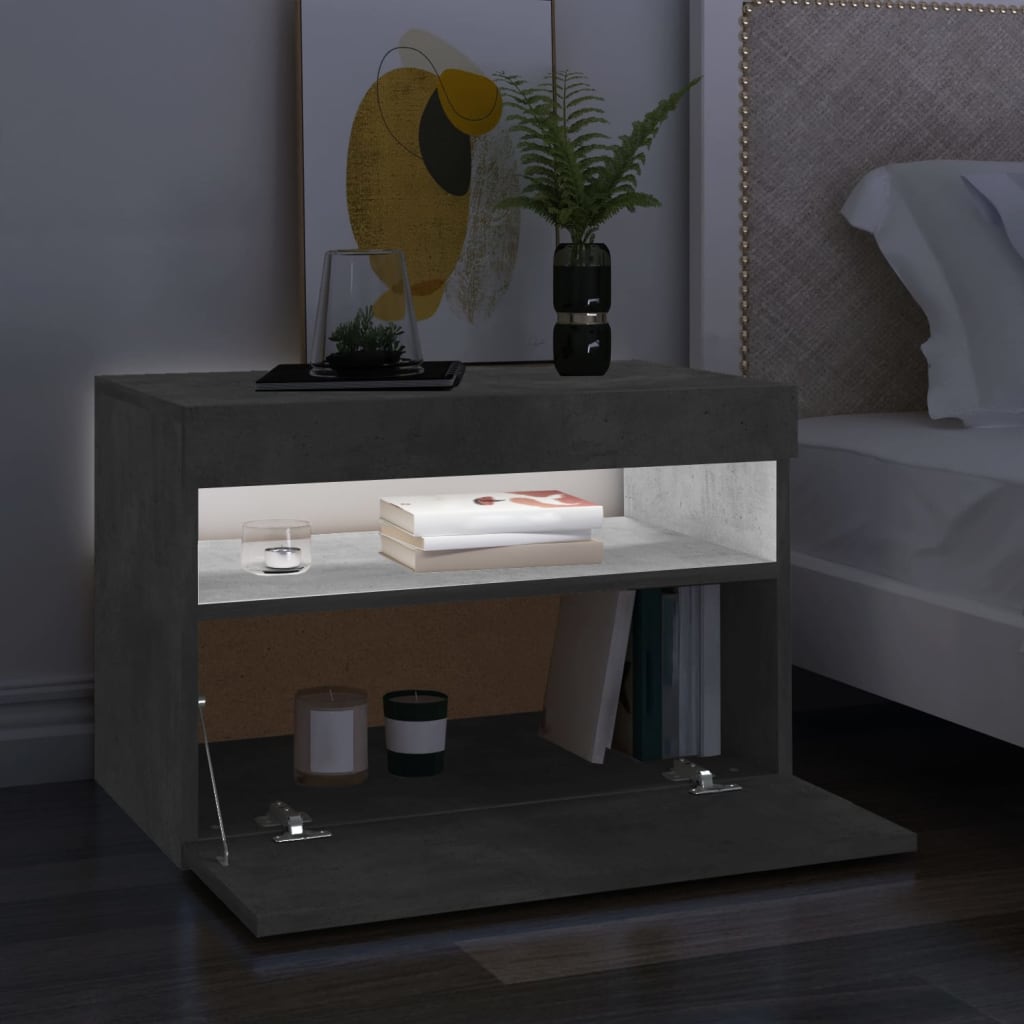 TV-Schrank mit LED-Leuchten Betongrau 60x35x40 cm